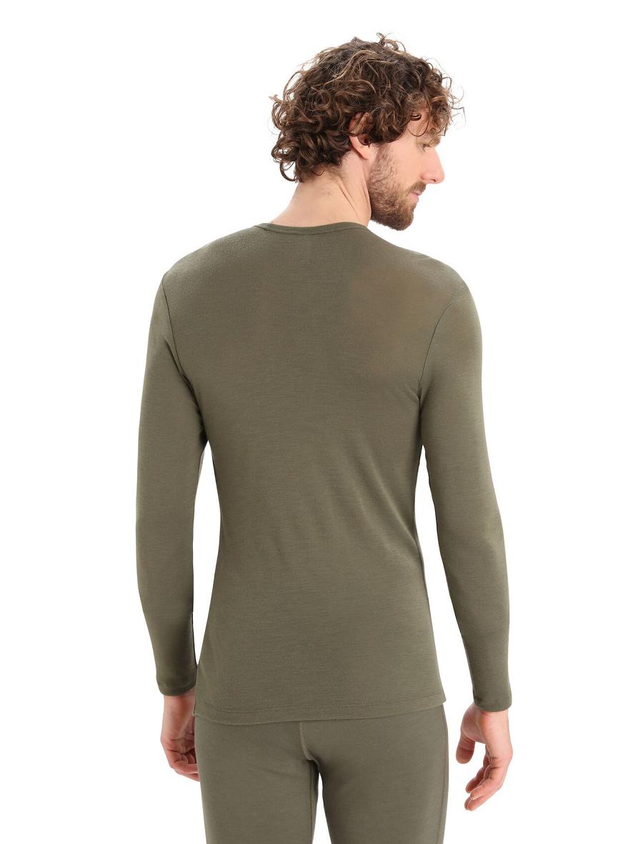 Loden Icebreaker Merino 175 Everyday Long Sleeve Crewe Thermal Top Men's Base Layers | AU 1374ZUTG